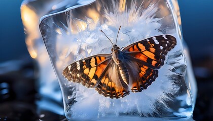 Obraz premium Frozen Butterfly in Ice