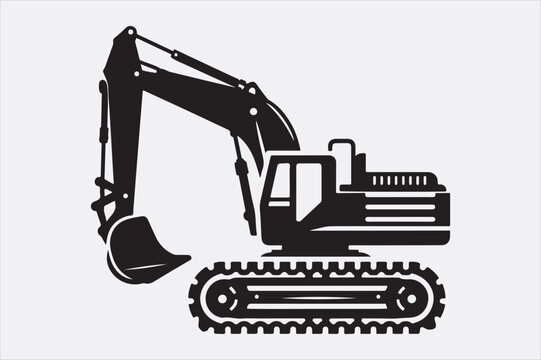 recommend clip art: A black silhouette of an excavator.