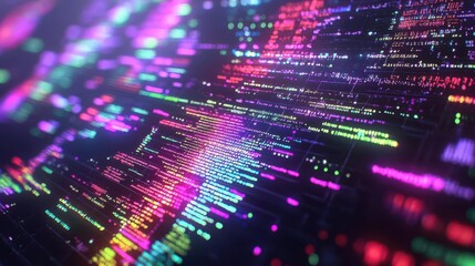 Obraz premium Colorful abstract digital data streams in vibrant motion.