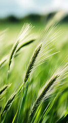 Green Wheat Field: Close-Up Nature Shot