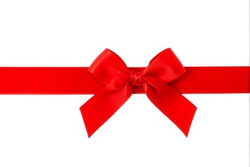 Festive ribbon and bow a red ribbon tied in a bow on a plain background, AI Generated