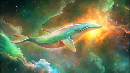 Obraz premium Galactic whale: cosmic dreamscape fantasy art for imaginative spaces