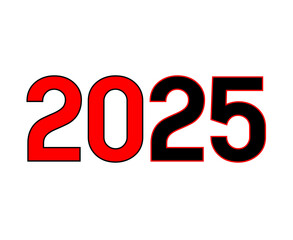 2025 Happy New Year Design Red And Black Number Vector Abstract Symbol Illustration