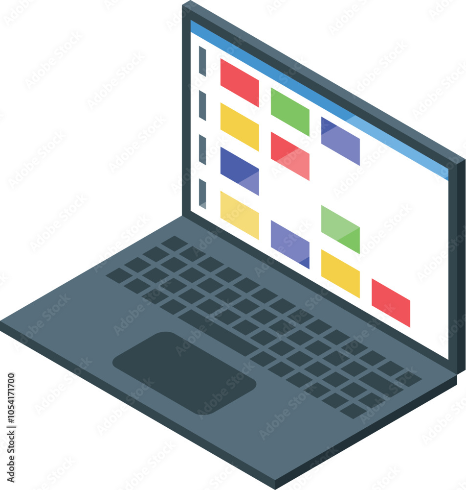 Poster laptop displaying project management software with a kanban board organizing tasks for efficient wor