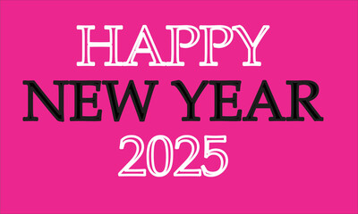 Bold Happy New Year 2025 Design with Yellow Accents and Red Dots