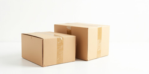 two cardboard boxes on a white background