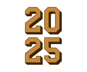 2025 Happy New Year Design Brown 3D Number Vector Abstract Symbol Illustration