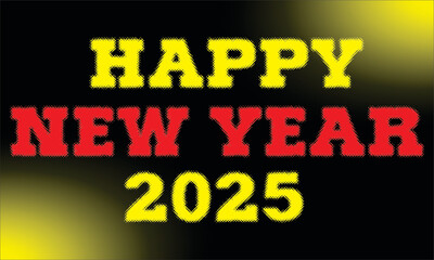 Fototapeta premium Bold Happy New Year 2025 Design with Yellow Accents and Red Dots