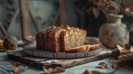 Fototapeta premium Banana Bread, Cake, Sweet, Dessert