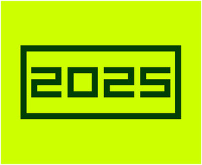 2025 Happy New Year Design Green And Yellow Vector Abstract Symbol Illustration