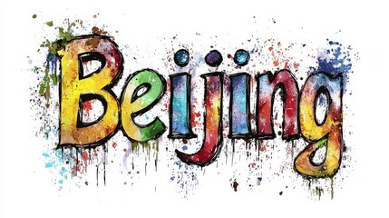 Beijing City symbol art poster in Graffiti Calligraphy.