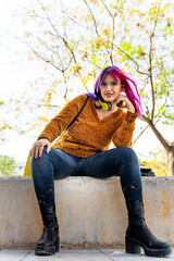 Body-positive autistic girl with pink hair challenging the system
