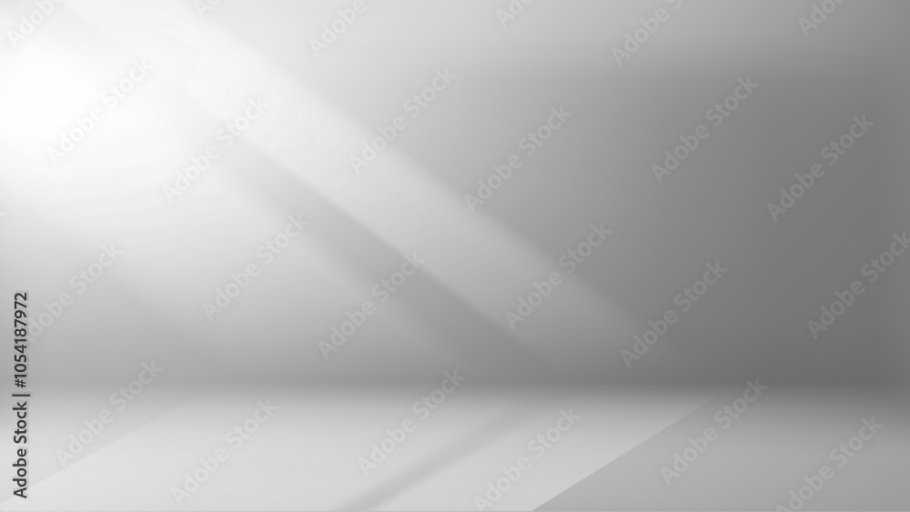 Poster empty stage with sun beam. 3d vector 16:9 wide background for product design
