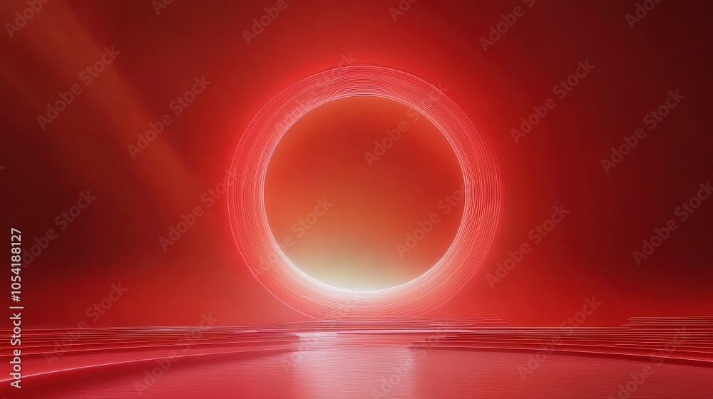 Wall mural a bright red backdrop with a gradient of light from the center, creating a glowing, intense visual.