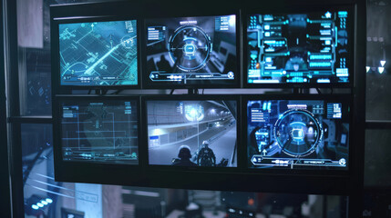 security camera monitor screen interface, video of surveillance camera