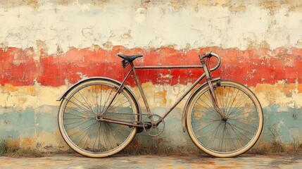 Rusty Vintage Bicycle Leaning Against a Weathered Wall