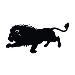 a lion running vector silhouette, black color silhouette, isolated white background