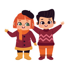 Fototapeta premium cute kids wearing autumn clothes