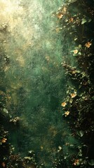 Fototapeta premium Lush Green Wall with Sunlight and Yellow Flowers