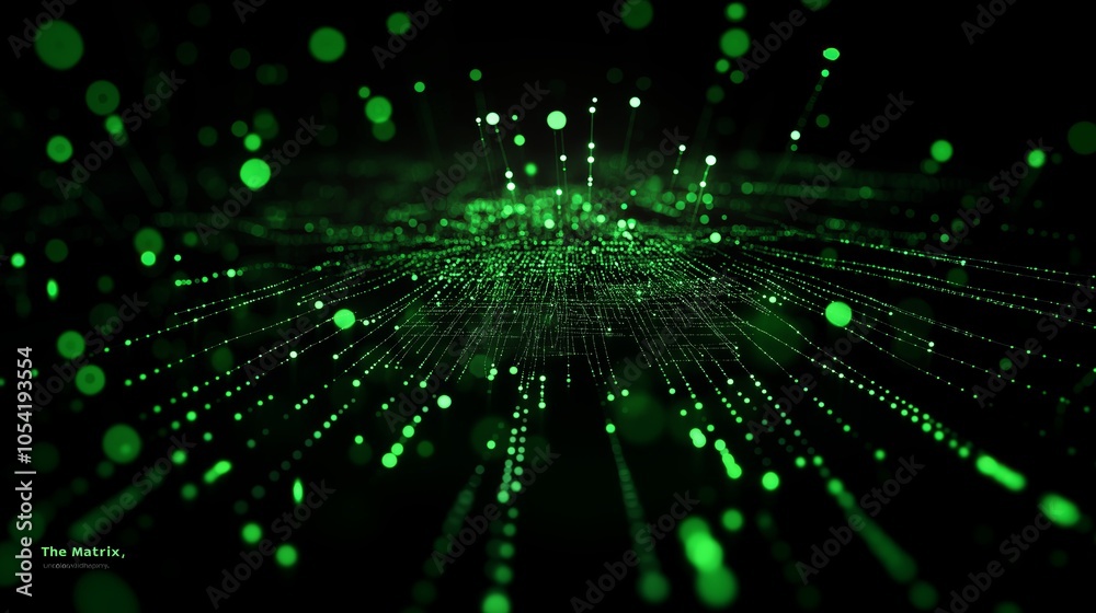 Poster Falling green digital code resembling 