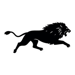 a lion running vector silhouette, black color silhouette, isolated white background