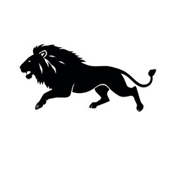 Obraz premium a lion running vector silhouette, black color silhouette, isolated white background