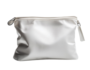 Stylish white cosmetic bag with zipper closure, perfect for organizing makeup, toiletries, and accessories. Ideal for travel or everyday use.