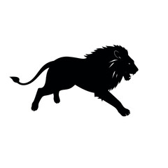 a lion running vector silhouette, black color silhouette, isolated white background