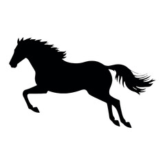 a racing horse are run super speed minimalist and simple vector silhouette, black color silhouette