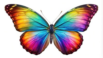 Obraz premium Vivid colored butterfly isolated on white background close-up