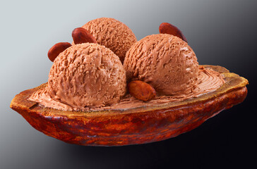 Eiscreme, eiskugeln, Schokokugeln, kakaobohne, Eis, 