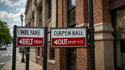 Obraz premium K Street NW and 14th St NW signs in Washington, DC, symbolizing political corruption.