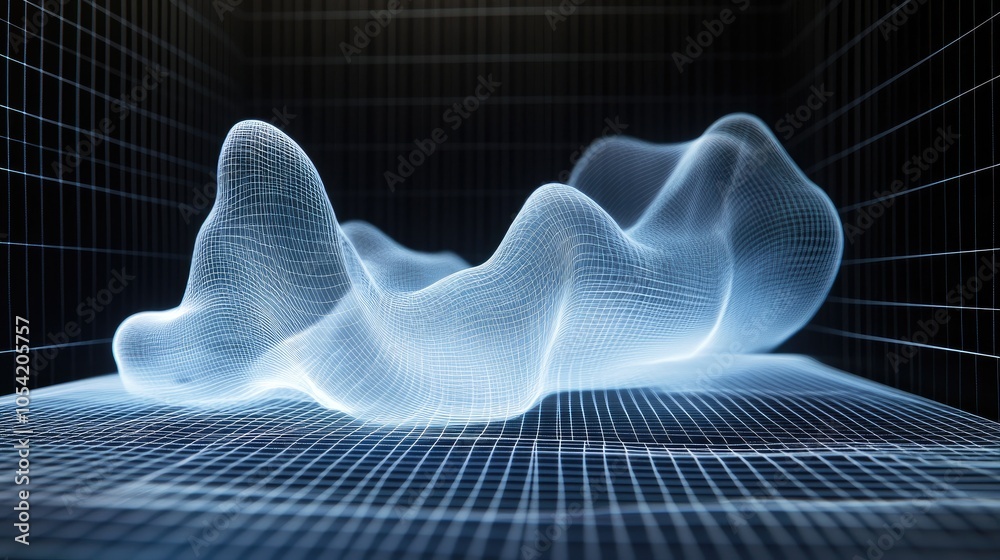 Poster abstract 3d waveform visualization with grid background