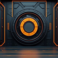 Futuristic Industrial Design with Circular Elements in a High-Tech Environment