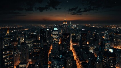 Obraz premium Nighttime cityscape view.