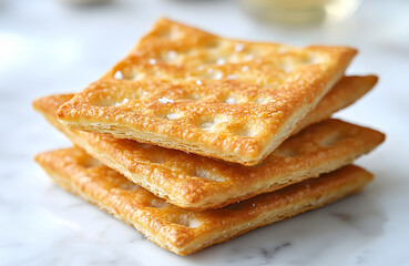 Fototapeta premium Crisp and Flaky Pita Chips Photographed at a Low Angle with Soft Lighting