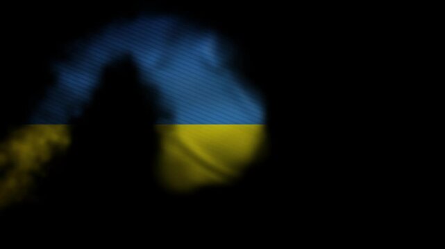 Seamlessly looping Ukraine flag waving 3d render animation walllpaper 4K. Stop War, peace.
