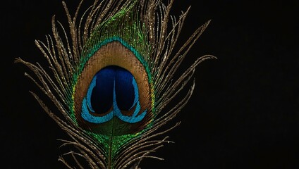 Peacock Feather Against a Black Background