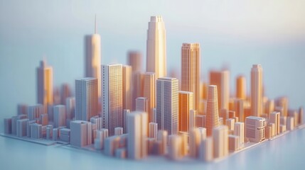 A modern cityscape featuring sleek skyscrapers and a vibrant skyline, perfect for urban design and architectural inspiration.