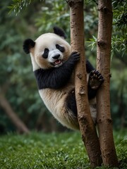 Fototapeta premium Playful panda enjoying a tree