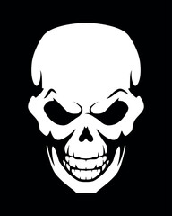 Obraz premium human skull, black and white vector tattoo illustration, isolated on black