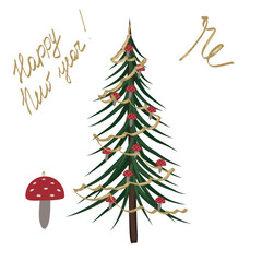 Christmas tree with fly agarics