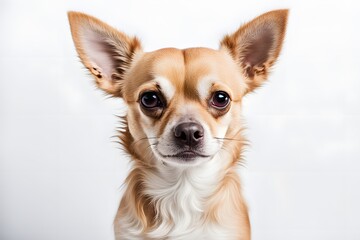 Chihuahua mix dog on white background, AI Generated