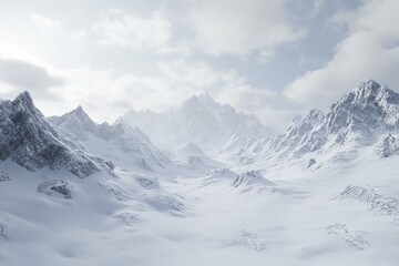 Naklejka premium Majestic Snow-Covered Mountains in a Winter Wonderland