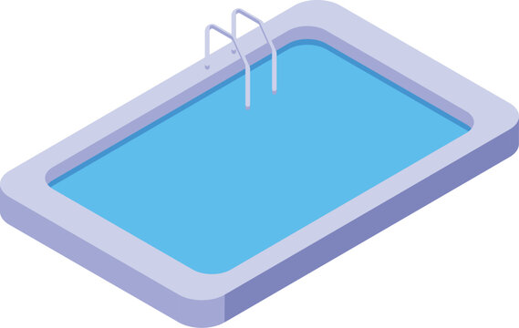 Isometric view of a rectangular swimming pool with a metal ladder, ideal for summer leisure and relaxation