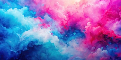 Fototapeta premium Vivid pink and blue watercolor painting with organic, dynamic feel on canvas