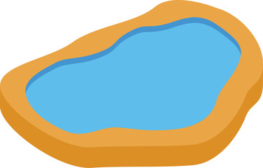 Relaxing isometric pond representing a small water feature, perfect for garden decoration and landscaping projects