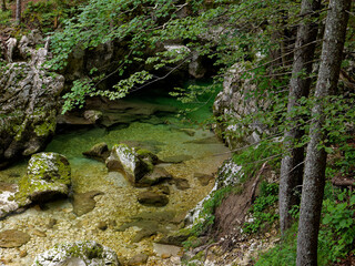Views from the trail running through the Mostnica River Valley. Slovenia - Mostica Gore