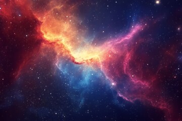 Obraz premium Cosmic Nebula: A Celestial Tapestry of Red, Blue, and White