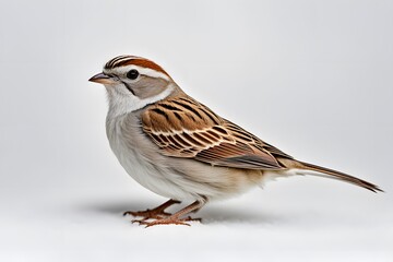Chipping sparrow on white background, AI Generated